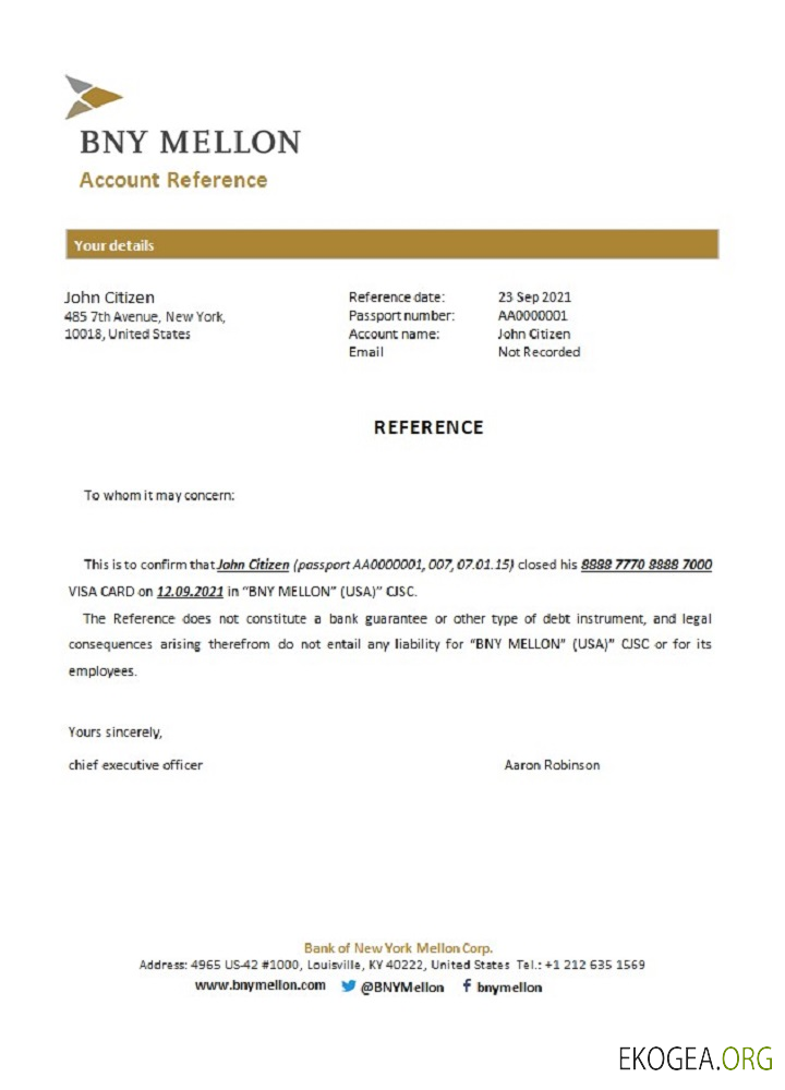 Référence USA , BNY Mellon , closure